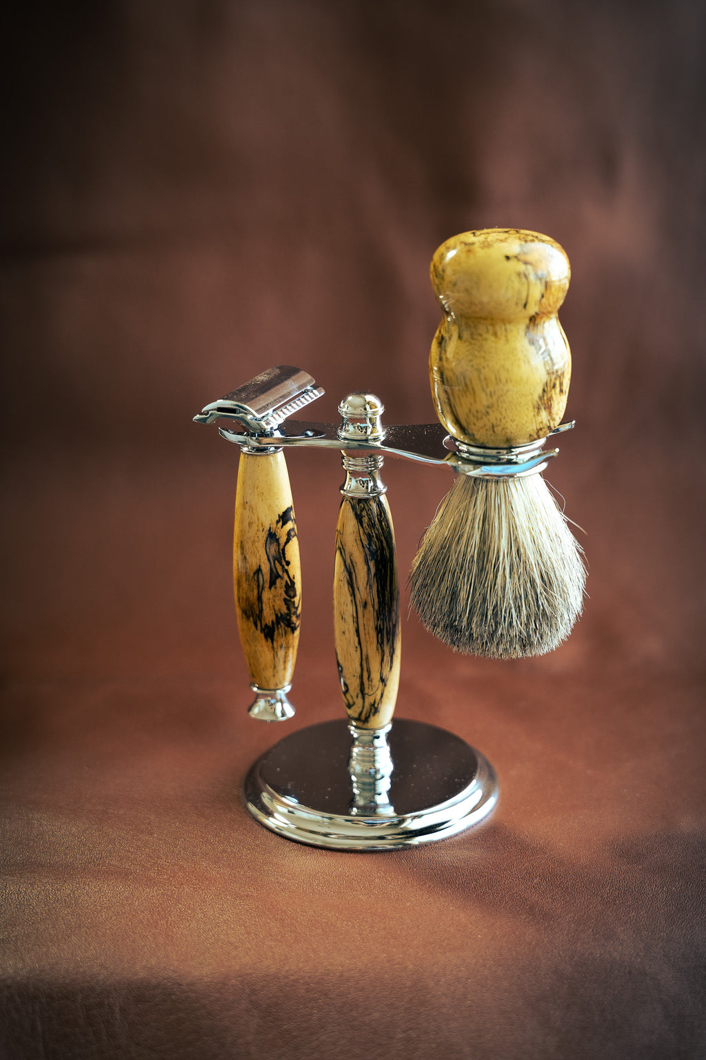 Spalted Tamarind Shaving Set