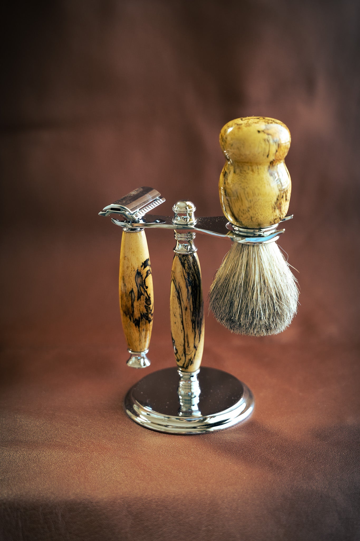 Spalted Tamarind Shaving Set
